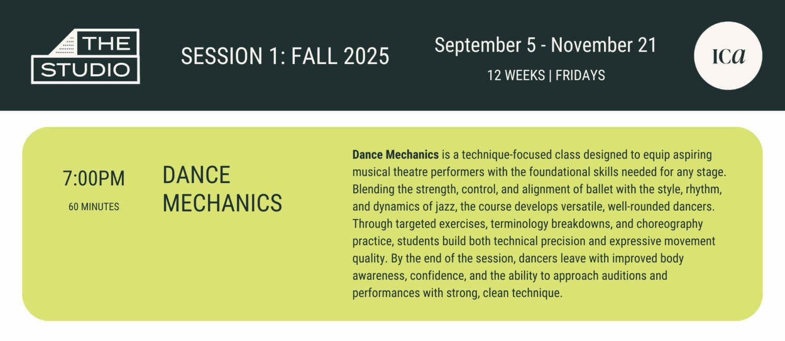 The Studio Session 1 Fall 2025 - Registration now open for evening classes in Music, Dance, and Theatre